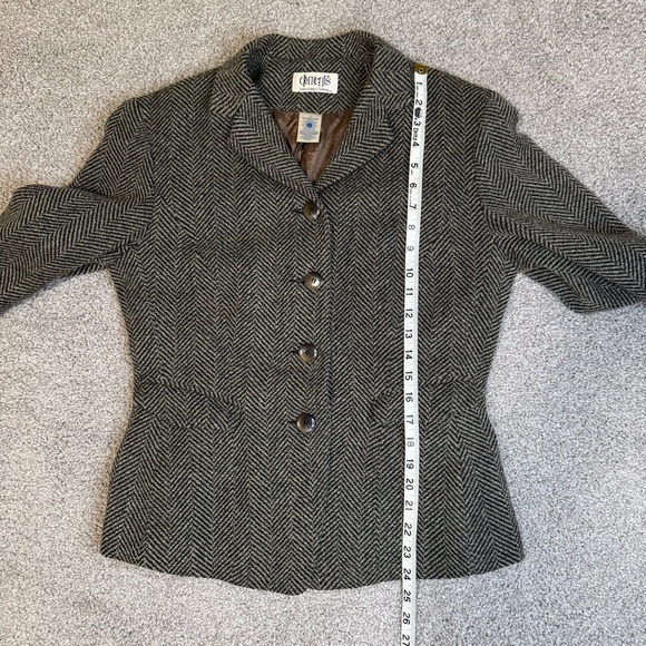 Vintage Elements Exclusively Spiegel Cropped Wool Tweed Lined Blazer Size 12 - Picture 8 of 9